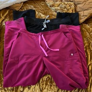 Two pairs of Figs scrub pants. GUC. Both large-tall.